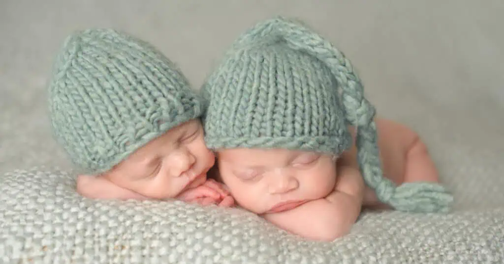 twin newborns sleeping